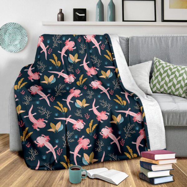 Axolotl Black Pattern Print Blanket