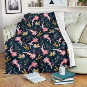 Axolotl Black Pattern Print Blanket cc311666 c8c2 4519 8260 5ec32c47a3b2