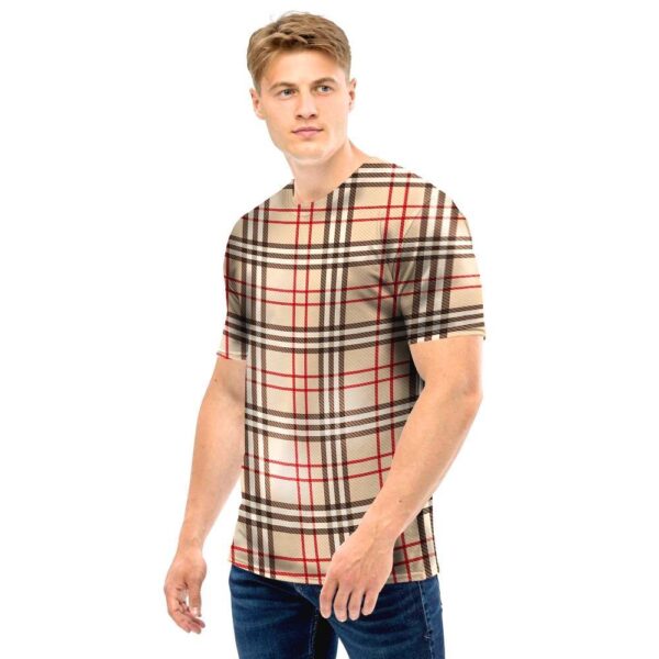 Beige Plaid Tartan Men T Shirt