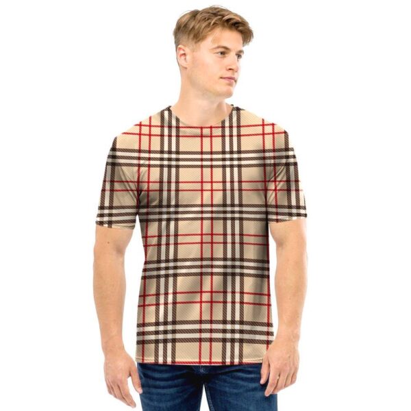 Beige Plaid Tartan Men T Shirt