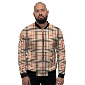 Beige Plaid Tartan Mens Bomber Jacket 9dece309 3748 4cb0 b077 2a8d7336726b