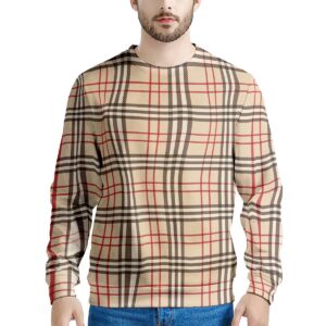 Beige Plaid Tartan Mens Sweatshirt 29e395d8 83eb 4412 bf1a 58a776cf6aee