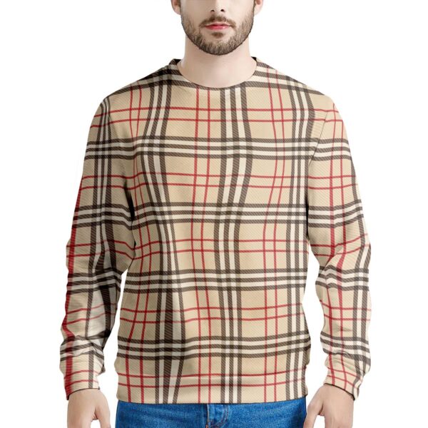 Beige Plaid Tartan Men’s Sweatshirt