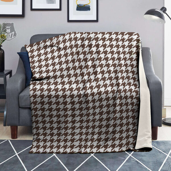 Brown Houndstooth Print Blanket