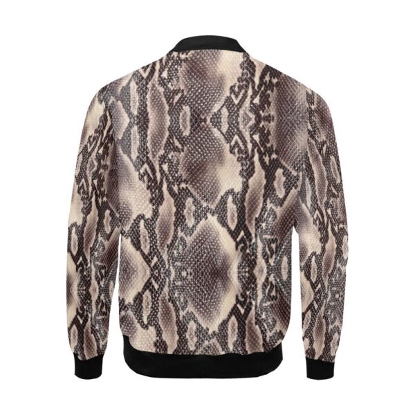 Brown Snakeskin Python Skin Pattern Print Men’s Bomber Jacket