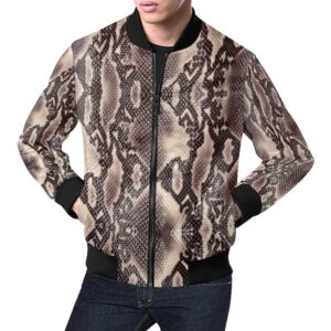 Brown Snakeskin Python Skin Pattern Print Mens Bomber Jacket d5749495 46a2 41bf 8744 bb4376a1419c