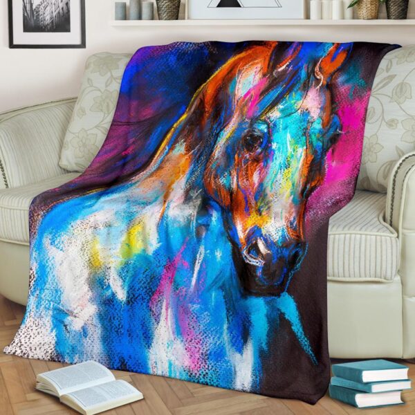 Horse Portrait Pattern Print Blanket