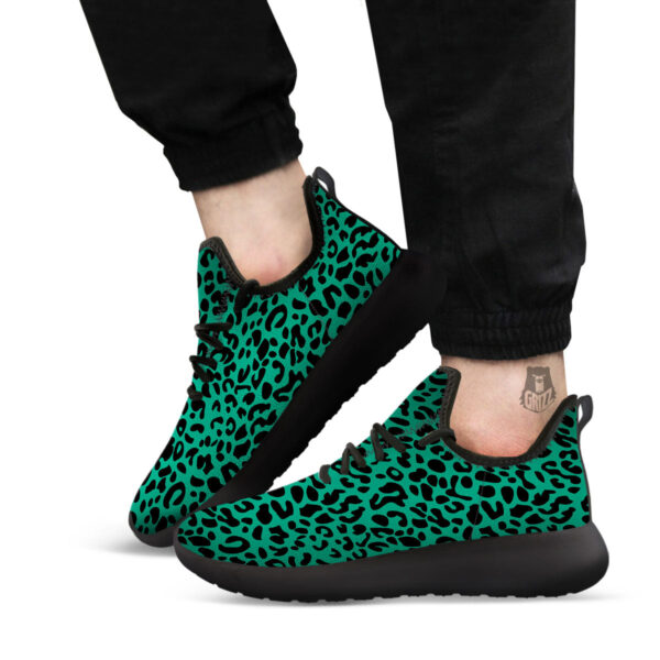 Leopard Green Print Black Athletic Shoes