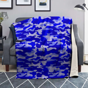 Navy Camo And Camouflage Print Blanket