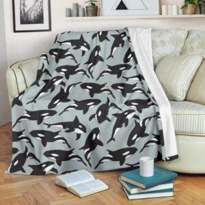 Orca Killer Whale Print Pattern Blanket b4e3eeb7 7267 405b 8a5f 702a1c299ba5