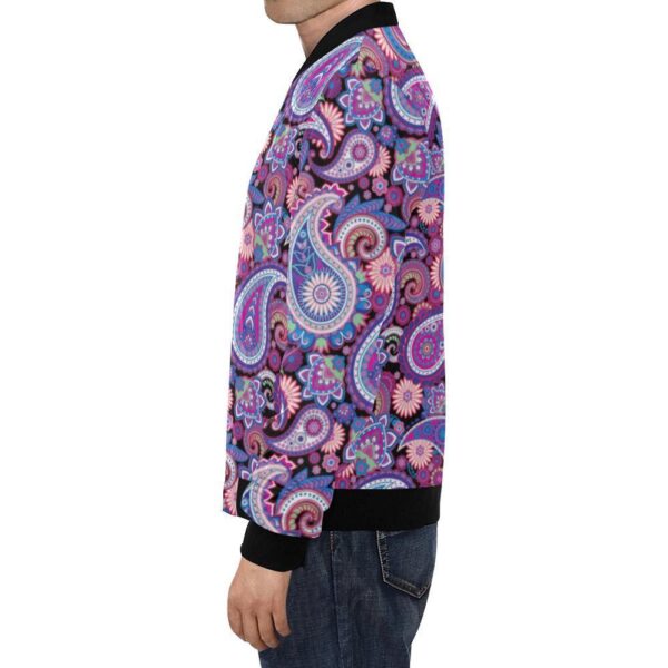 Purple Paisley Pattern Print Men’s Bomber Jacket