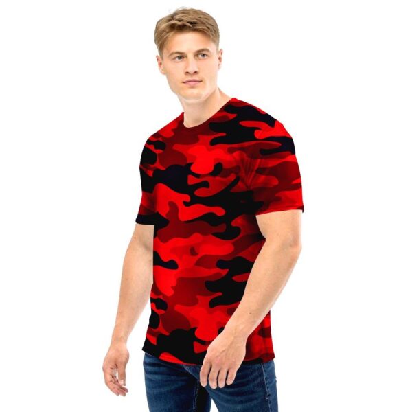 Red Camo Print Men T Shirt