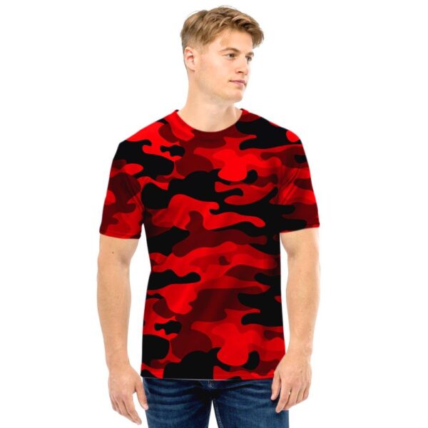 Red Camo Print Men T Shirt