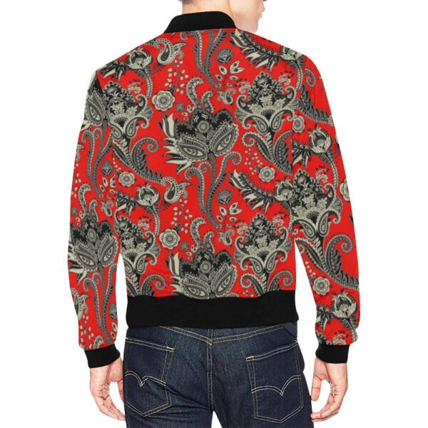 Red Paisley Pattern Print Men’s Bomber Jacket