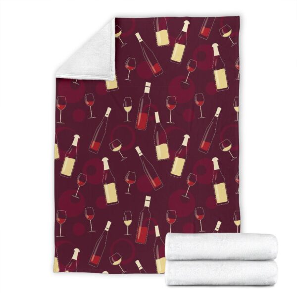 Red Wine Glass Bottle Print Pattern Blanket