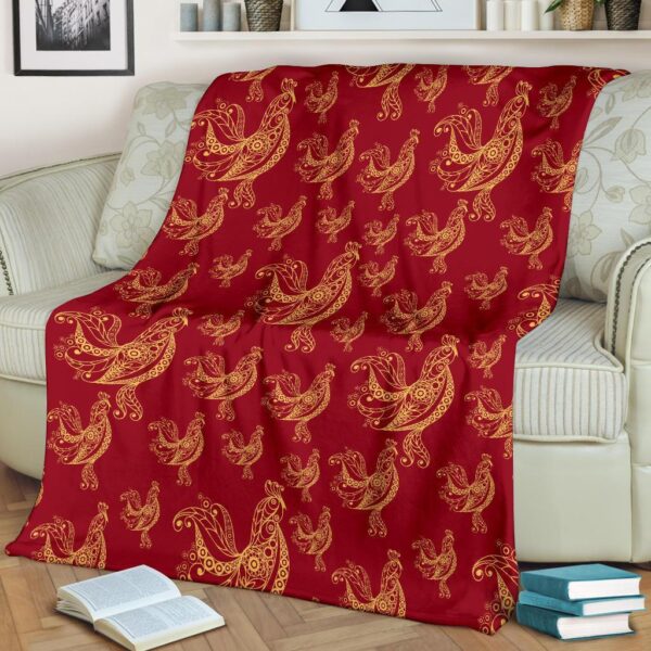 Rooster Pattern Print Blanket