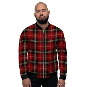 Royal Stewart Red Plaid Tartan Mens Bomber Jacket ccc431ff b825 4c48 aad2 c6c3a7583a93