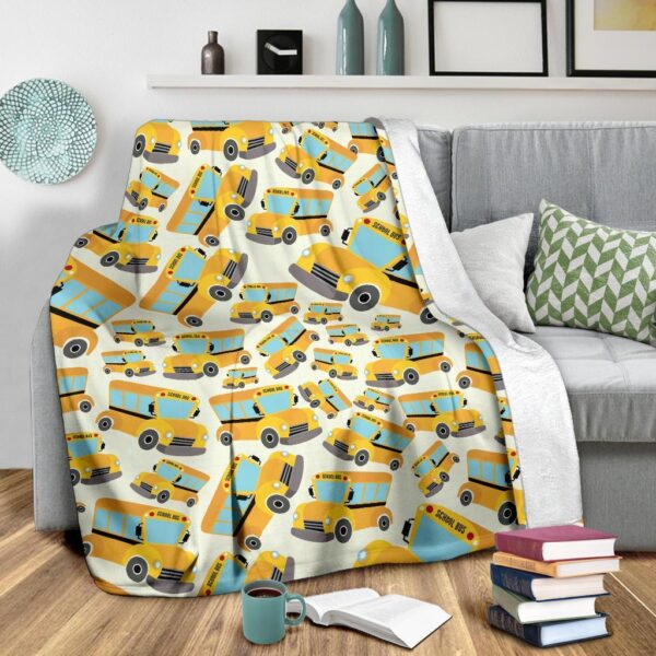 School Bus Pattern Print Blanket