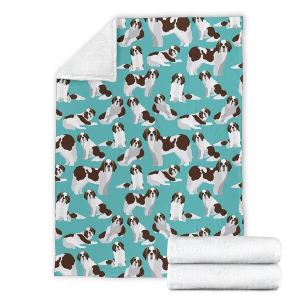 St Bernard Blue Pattern Print Blanket