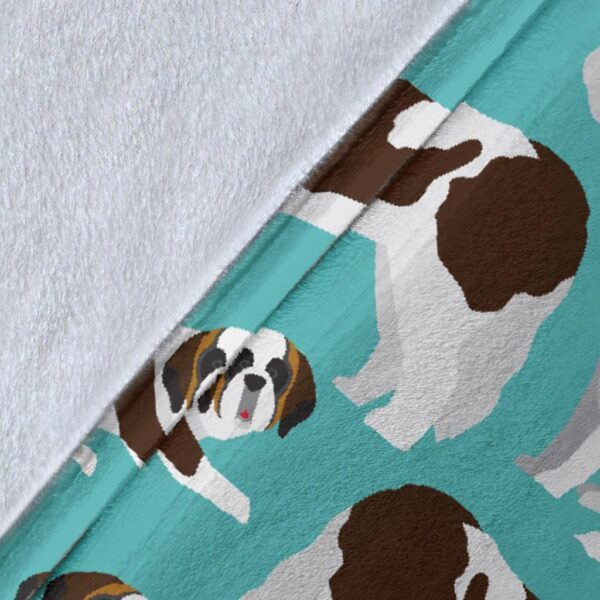 St Bernard Blue Pattern Print Blanket