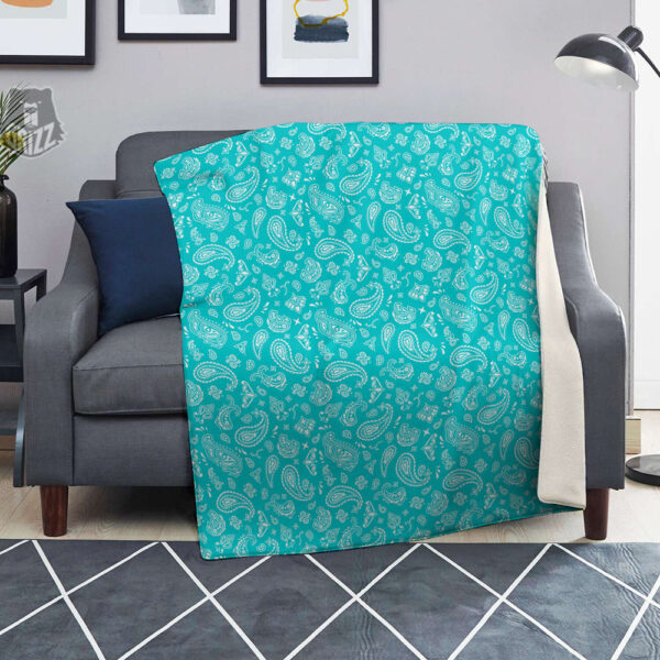 Turquoise Paisley Bandana Print Blanket