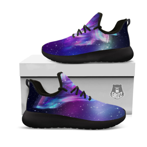 Wolf Spirit Aurora Howling Print Black Athletic Shoes