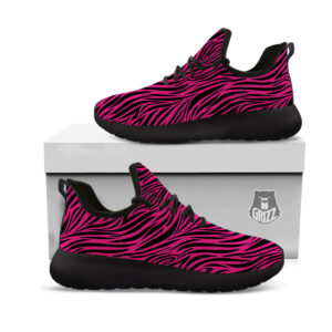 Zebra Hot Pink Print Pattern Black Athletic Shoes