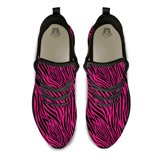 Zebra Hot Pink Print Pattern Black Athletic Shoes